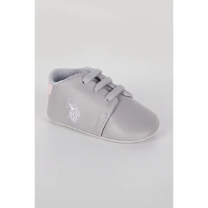 U.S. Polo Assn. Lisanslı Gri Bağcıklı Kız Bebek Ayakkabı