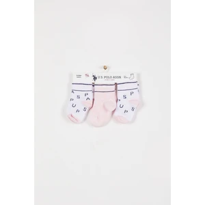 U.S. Polo Assn. Lisanslı Alphabet Beyaz Kız Bebek Çorap