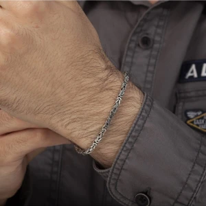 4 mm Kare Kral Zincir Gümüş Bileklik