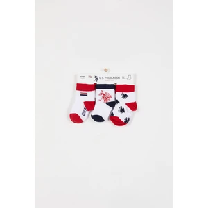 U.S. Polo Assn. Lisanslı Beyaz Erkek Bebek 3'lü Çorap Takım