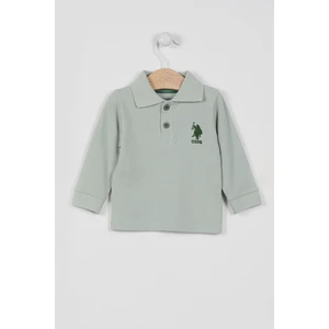 U.S. Polo Assn. U.s. Polo Assn Lisanslı Classic Haki Erkek Bebek Uzun Kol Yakalı Sweatshirt