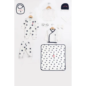 U.S. Polo Assn. Lisanslı Krem Erkek Bebek 10'lu Hastane Çıkış Seti