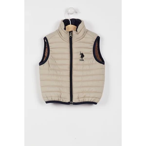 U.S. Polo Assn. Lisanslı Fermuarlı Bej Bebek Yelek
