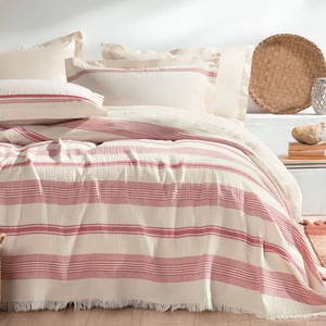 Bedding Meri Çift Kişilik Pike Takımı - Kırmızı