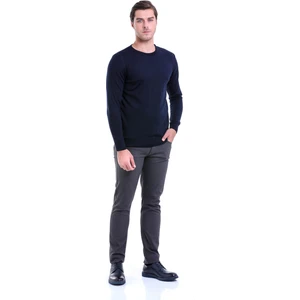 Erkek Lacivert Klasik Bisiklet Yaka Regular Fit Triko