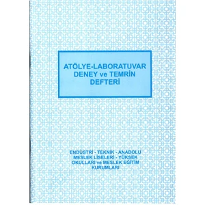 Atölye Laboratuvar Deney ve Temrin Defteri 40 Sayfa 20 x 28 cm