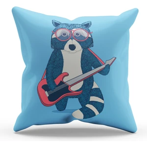 Çift Tarafı Baskılı Music Wolf Desenli Tekli Süet Kırlent Kılıfı