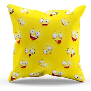 Çift Tarafı Baskılı Smile Desenli Tekli Süet Kırlent Kılıfı