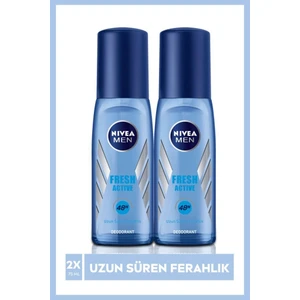 Men Erkek Pump Sprey Deodorant Fresh Active  Ter ve Ter Kokusuna Karşı 48 Saat Deodorant Koruması 75 ml x2