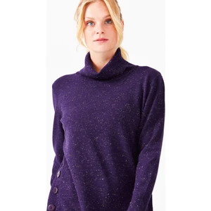 Desen Triko Kadın Degaje Yaka Simli Kazak K.mor