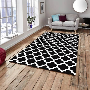 Meka Home Damla  Siyah Model Lastikli Halı Örtüsü