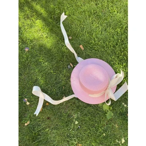 Bağlamalı Kurdele Gondol Hasır Pembe Şapka