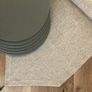Amerikan Servis Jüt Desen Takım 6 Supla ve Runner Örtü Kombin 1