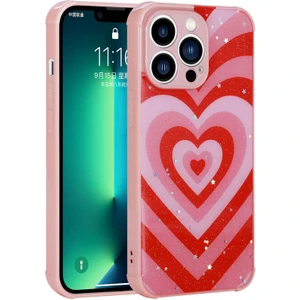 Apple iPhone 11 Pro Max Uyumlu Kılıf Simli Kalpli ve Çiçekli Desenli Parlak Tasarım Soft Kılıf