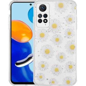Xiaomi Redmi Note 11 Pro 5g Uyumlu Kılıf Simli Kalpli ve Çiçekli Desenli Parlak Tasarım Soft Kılıf