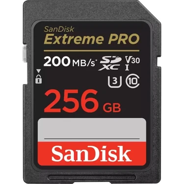 Sandisk Extreme Pro 256GB 200/140MB/S Sdxc V30 Uhs-I U3 Hafıza Kartı