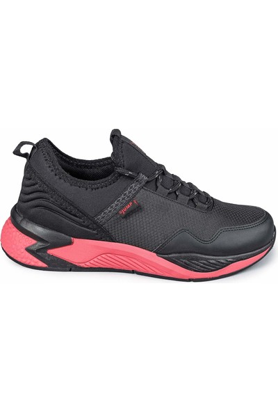 JUMP 26766 Siyah - Kırmızı Kadın Günlük Rahat Kışlık Yürüyüş Koşu Sneaker Spor Ayakkabı