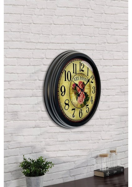 40 cm Siyah Metal Gül Duvar Saati indirimleri