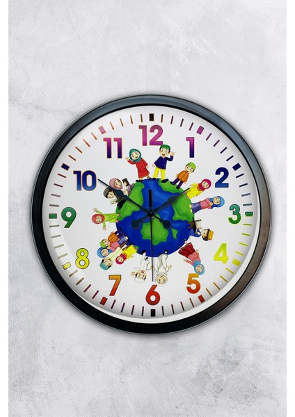 40 cm Siyah Metal Çocuk Odası Duvar Saati