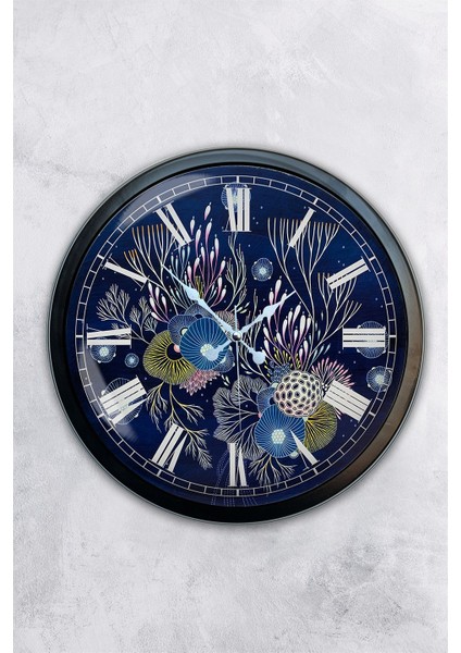 40 cm Siyah Metal Mavi Su Duvar Saati