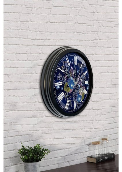 40 cm Siyah Metal Mavi Su Duvar Saati indirimleri