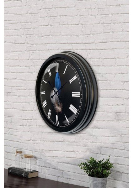 40 cm Siyah Metal Tüy Duvar Saati modelleri