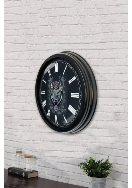 40 cm Siyah Metal Kurt Duvar Saati fırsatları