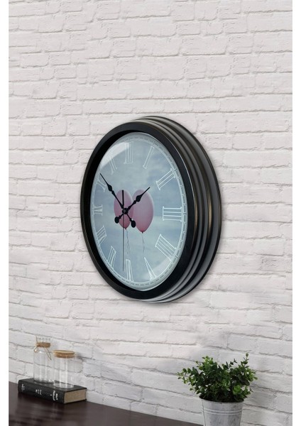 40 cm Siyah Metal Aşk Duvar Saati