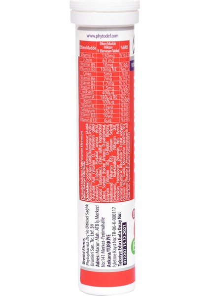 Mulvitex Multivitamin Efervesan Tablet - 20 Adet