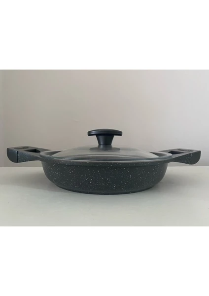 Granit Döküm 22 cm Kapaklı Sahan/ Gri