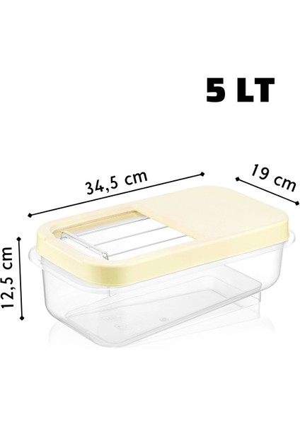 Multibox 5 Lt Kolay Kayar Kapaklı Çok Amaçlı Erzak, Bakliyat Vs. Saklama Kabı