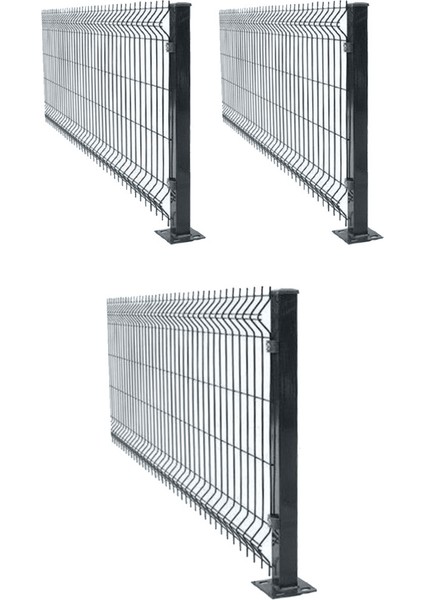 3 'lü Panel Çit Takım 120x250 Cm Antrasit Çift Telli 7,5 Metre