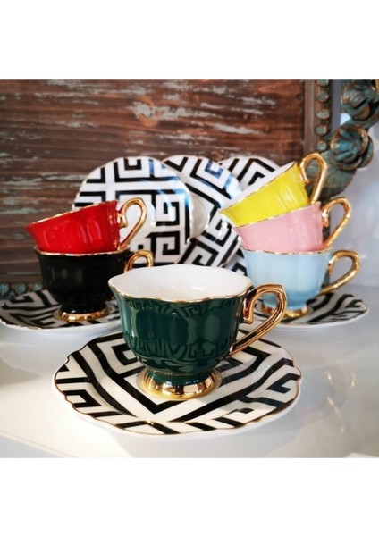 Porselen 6lı Renkli Fincan Takımı fiyatları