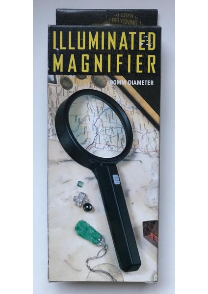 Işıklı Büyüteç 90 mm Çaplı Saplı Büyüteç Lup - Magnifier
