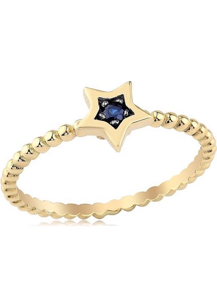 0.05 Karat Safir 14 Ayar Altın Yıldız Yüzük