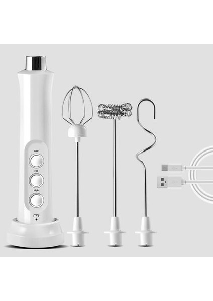 3 In 1 Taşınabilir Şarj Edilebilir Elektrikli Süt Frother Köpük Makinesi El Foamer Yüksek Hızlar Içecek Mikser Kahve Frothing Değnek | Sütlü Anneler (Yurt Dışından)
