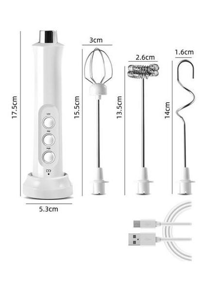 USB Şarj Edilebilir El Gıda Blender Mutfak Yumurta Çırpıcı Mikser 3 Hızlar Elektrikli Çırpma Kahvesi Süt Içecek Fromer Foamer Mikser | Sütlüler (Yurt Dışından)