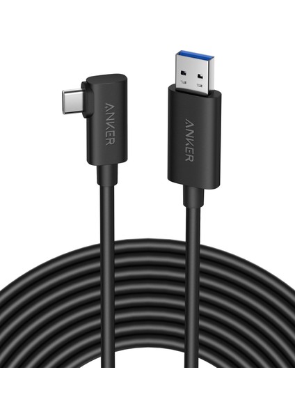 712 USB-A to USB-C 5 Metre Fiber Optik Şarj/Data Kablosu - Oculus Quest 2 ve 10 Gbps Destekli - Siyah - Y2111 (Anker Türkiye Garantili)