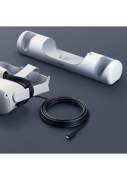 712 USB-A to USB-C 5 Metre Fiber Optik Şarj/Data Kablosu - Oculus Quest 2 ve 10 Gbps Destekli - Siyah - Y2111 (Anker Türkiye Garantili)