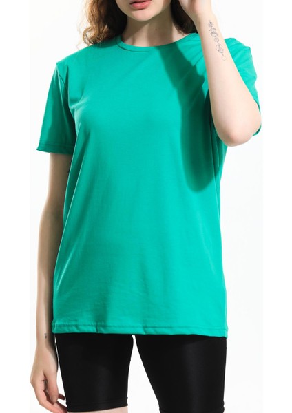 Oversize Fit Pamuklu Kısa Kollu Basic Uniseks Kadın Erkek Tişört fiyatları