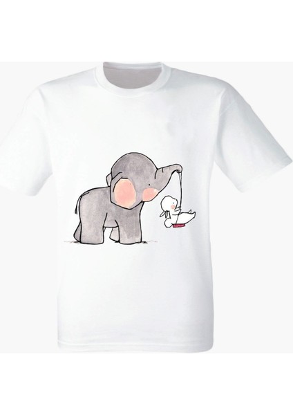 Tavşan ve Fil Beyaz Tshirt