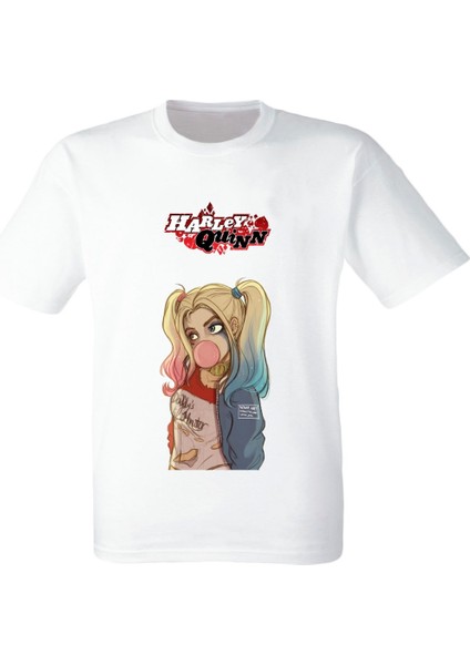 Harley Quinn Baskılı Beyaz Tişört