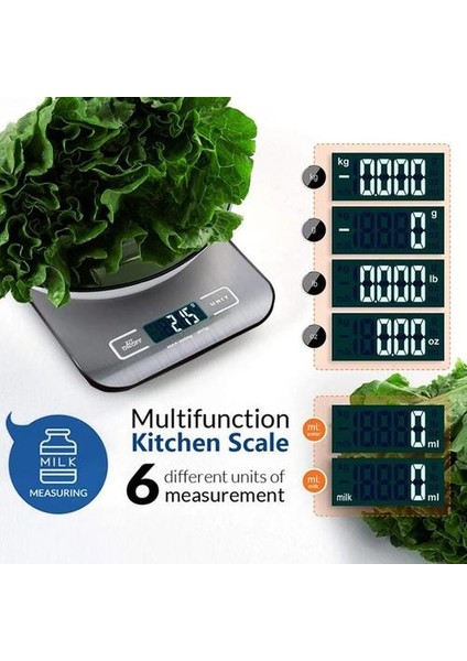 11 Lb / 5 kg Dijital Mutfak Ölçeği Elektronik Gıda Terazi Ölçüm Araçları LCD Ekran ve paslanmaz Çelik Platform Pişirme Aksesuarları | Mutfak Terazileri (Yurt Dışından)