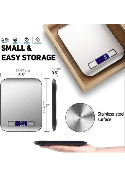 11 Lb / 5 kg Dijital Mutfak Ölçeği Elektronik Gıda Terazi Ölçüm Araçları LCD Ekran ve paslanmaz Çelik Platform Pişirme Aksesuarları | Mutfak Terazileri (Yurt Dışından)