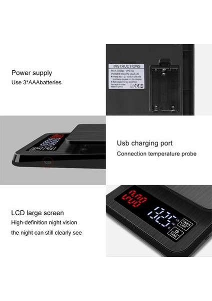 Taşınabilir Kahve Ölçeği 10 kg / 0.1g Zamanlayıcı Elektronik Dijital Mutfak Ölçeği Yüksek Hassasiyetli LCD Elektronik Ölçekler Zamanlayıcı (Yurt Dışından)