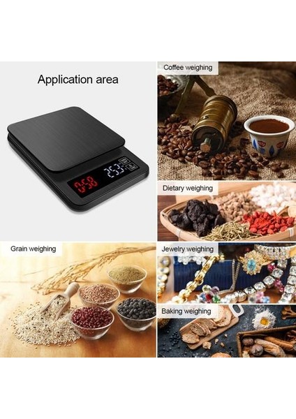 Taşınabilir Kahve Ölçeği 10 kg / 0.1g Zamanlayıcı Elektronik Dijital Mutfak Ölçeği Yüksek Hassasiyetli LCD Elektronik Ölçekler Zamanlayıcı (Yurt Dışından)