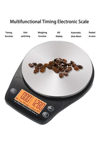 3kg / 0.1g Dijital Kahve Ölçeği Zamanlayıcı ile Cam Yüzey Yüksek Hassasiyetli Mutfak Elektronik Turuncu Arka Işık ile Terazi | Tartı Ölçekleri (Yurt Dışından)