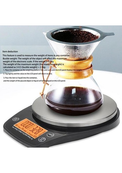 3kg / 0.1g Dijital Kahve Ölçeği Zamanlayıcı ile Cam Yüzey Yüksek Hassasiyetli Mutfak Elektronik Turuncu Arka Işık ile Terazi | Tartı Ölçekleri (Yurt Dışından)