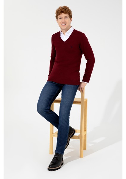 Erkek Bordo Triko Kazak 50256658-VR014