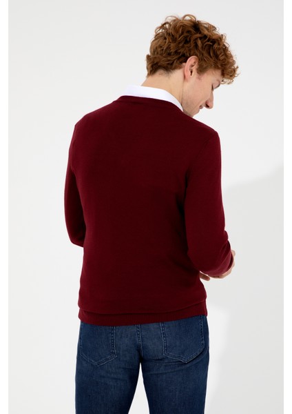 Erkek Bordo Triko Kazak 50256658-VR014